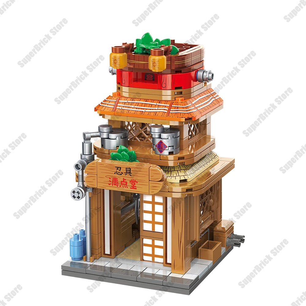 Naruto Huis Yile Ramen Ninja Winkel Ichiraku Uzumaki Bouwstenen Kit Bricks Classic Cartoon Anime Film Model Kinderen Speelgoed Gift