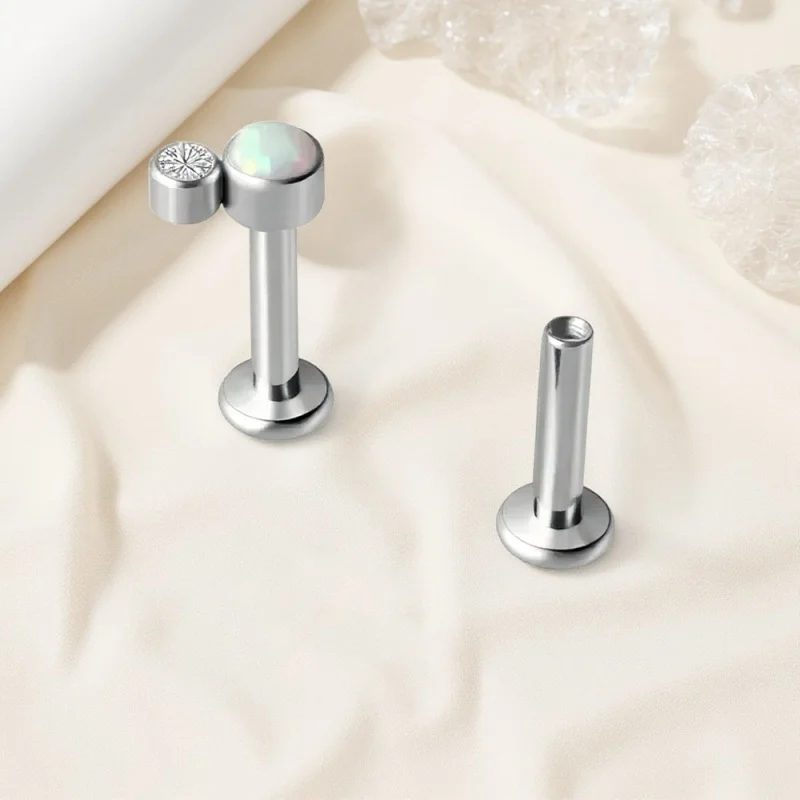 5Pcs G23Titanium Cartilalges Earring Crystal CZ With Opal Ear Tragus StudLabert Lip Percing 14G 16G Internal Thread Body Jewelry