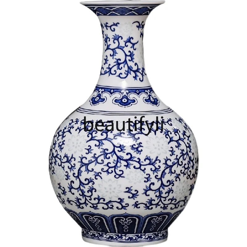 

Vase light luxury high-end porcelain Jingdezhen blue and white porcelain Chinese handicraft ornament