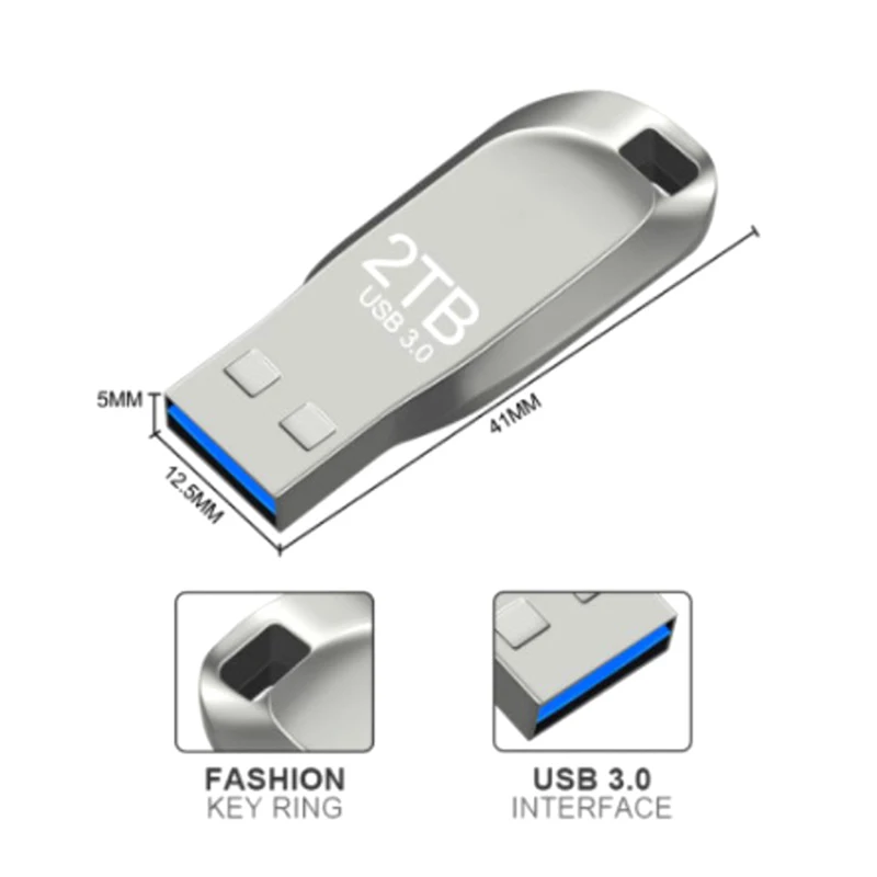 2 ТБ Металлический USB 3.0 Pen Drive 2 ТБ USB-накопители Высокоскоростной Pendrive 1 ТБ Водонепроницаемый USB-накопитель Новый модернизированный адаптер TYPE-C