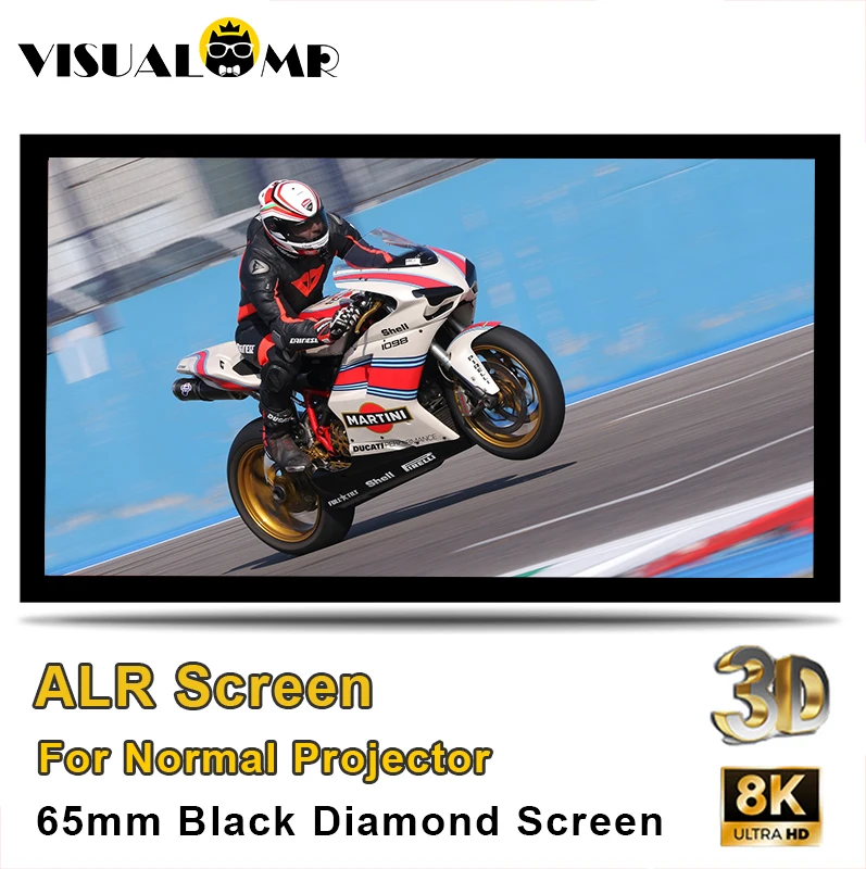 2025 جديد الماس الأسود ALR شاشة عرض 6.5 سنتيمتر الحدود إطار ثابت الضوء المحيط رفض 60-250 بوصة CLR 4K 8K ثلاثية الأبعاد الإسقاط #1