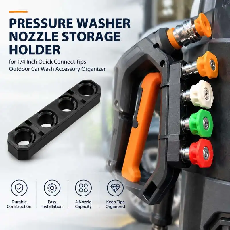 Pressure Washer Nozzle Storage Holder for 1/4 Inch Quick Connect Tips Outdoor Car Wash Accessory Organizer