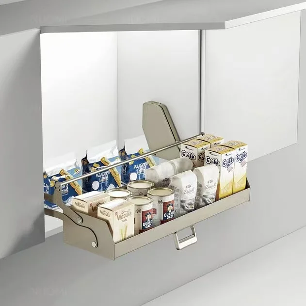 Kitchen Storage Cabinet Hardware Single-Layer Pull Down Storage Basket Kitchen Cabinet Elevator Lift Basket