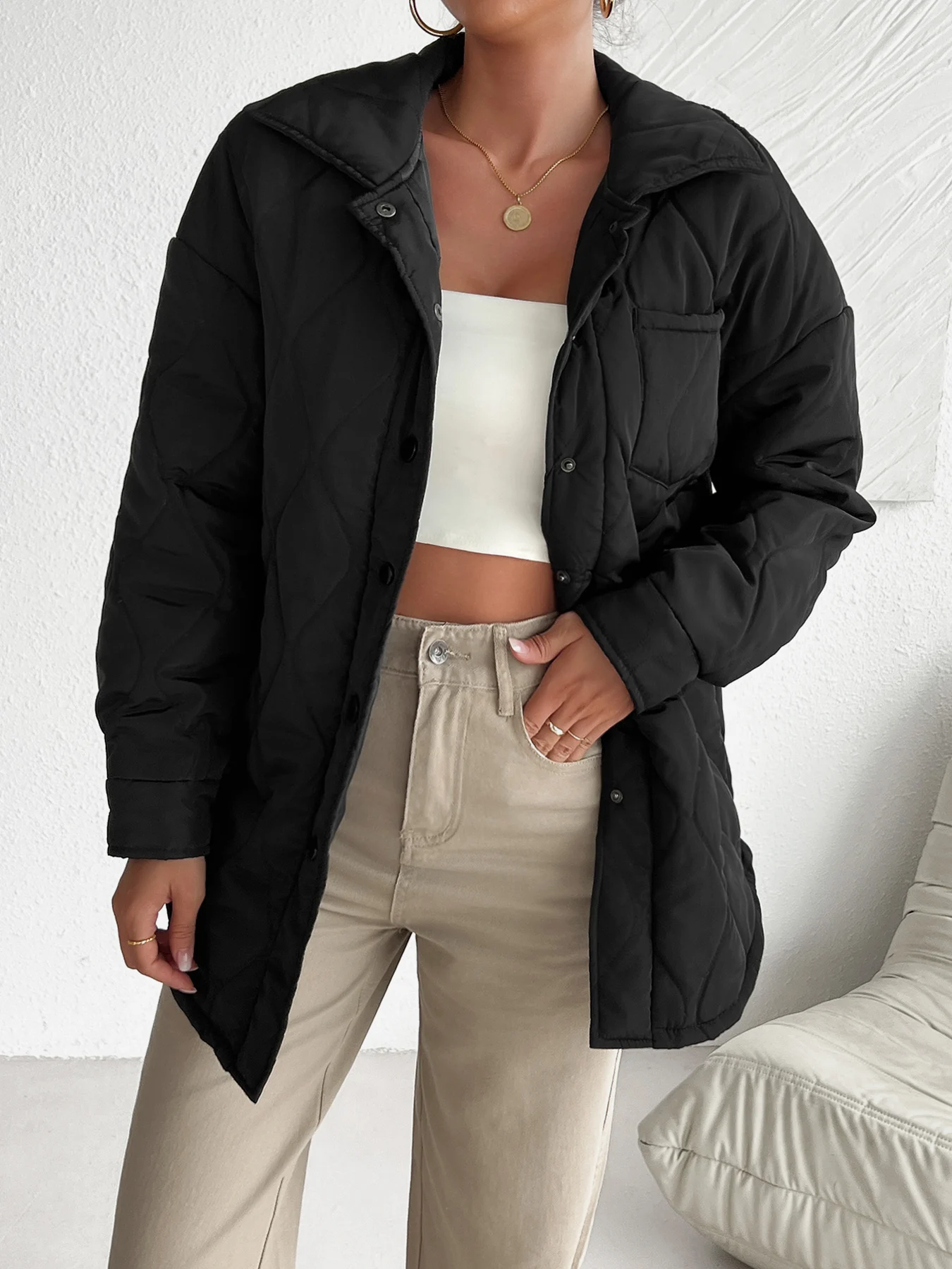 Ladies' Cotton Clothing Jacket Autumn Winter New Thick  Loose Long Sleeve Cotton Fashion Warm Top Commuter Casual Women Coats