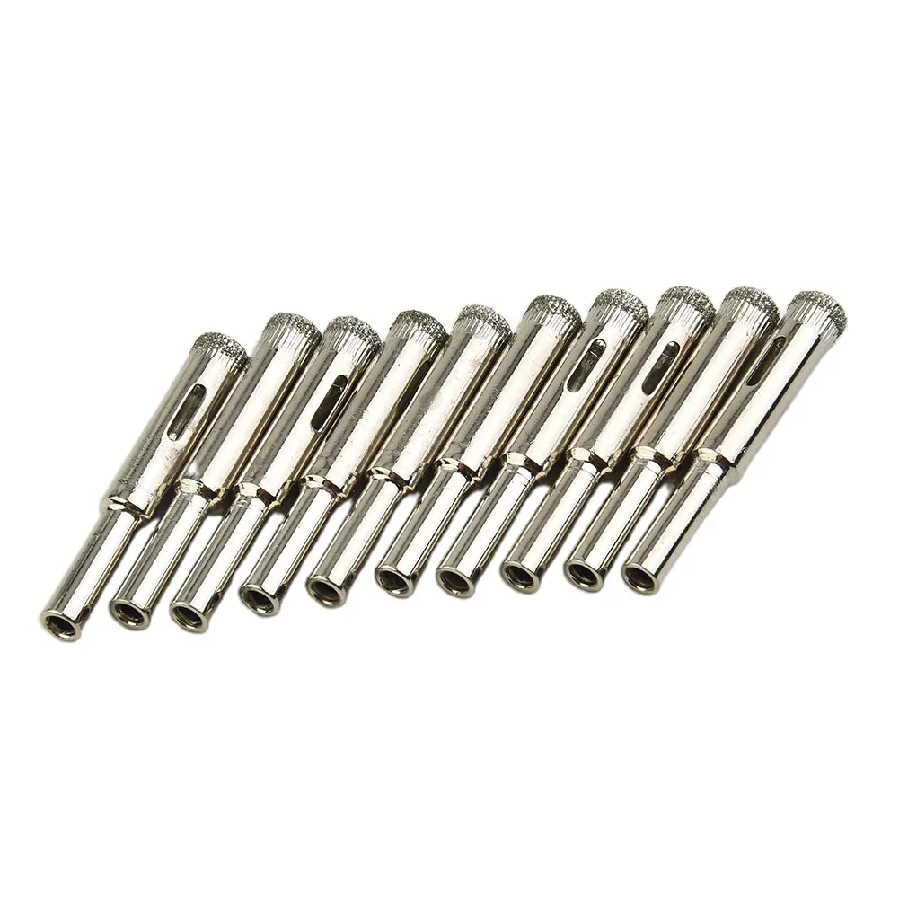 Ceramic Hole Opener Drilling Glass Marble Saw 8mm Cutter Diamond Drill Bit Silver Supplies Tile Workshop 10pcs