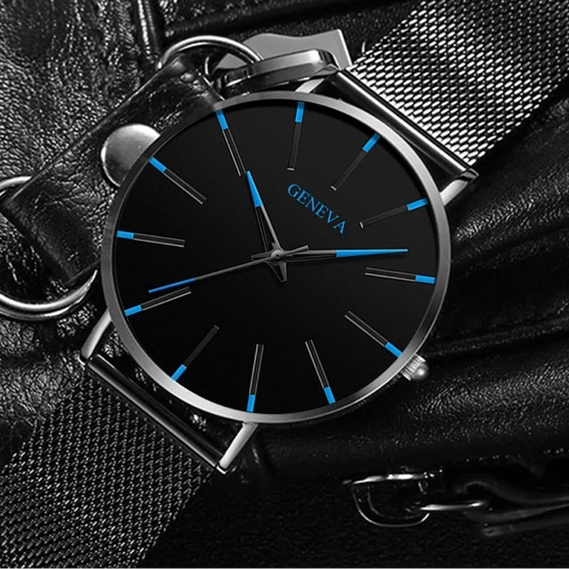 Montre minimaliste ultra-fine pour homme, bracelet en acier inoxydable, maille en acier, montre à quartz, mode d'affaires, marque supérieure