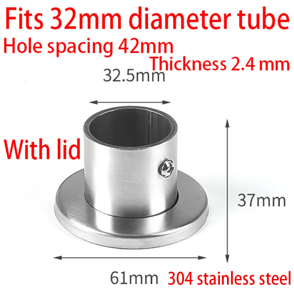 Stainless Steel Flange Socket Wardrobe Curtain Hanging Rod Bracket Seat Hanger Holder Tube Support Flange Welding Pipe Fitting