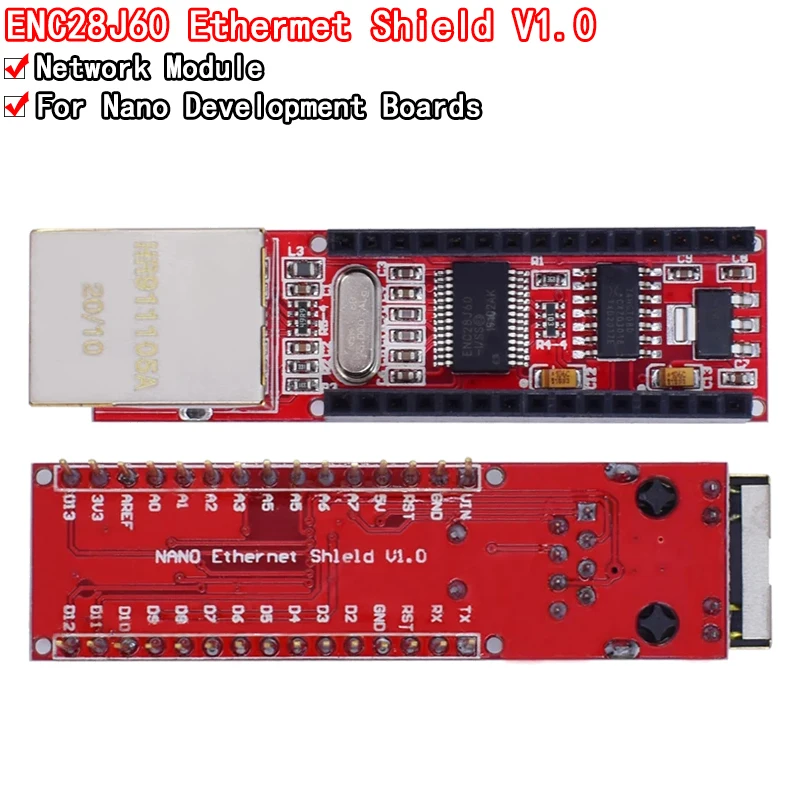 ENC28J60 Ethernet Shield V1.0 for arduino compatible Nano 3.0 RJ45 Webserver Module