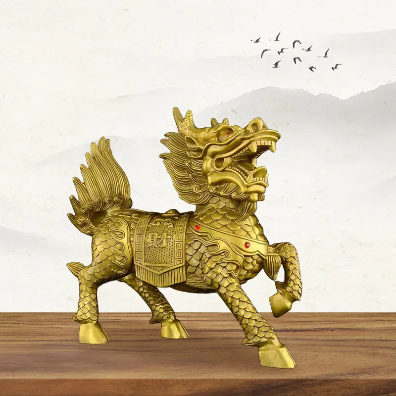 A Pair Of Brass Qilin Figurines, Designed To Attract Wealth And Bring Good Fortune, Perfect As A Business Opening Gift, Living R
