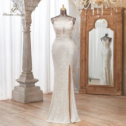 Stunning Silver Sequin Evening Dress Side Slit Elegant Perfect Parties Formal Events vestidos de fiestas elegantes mujer