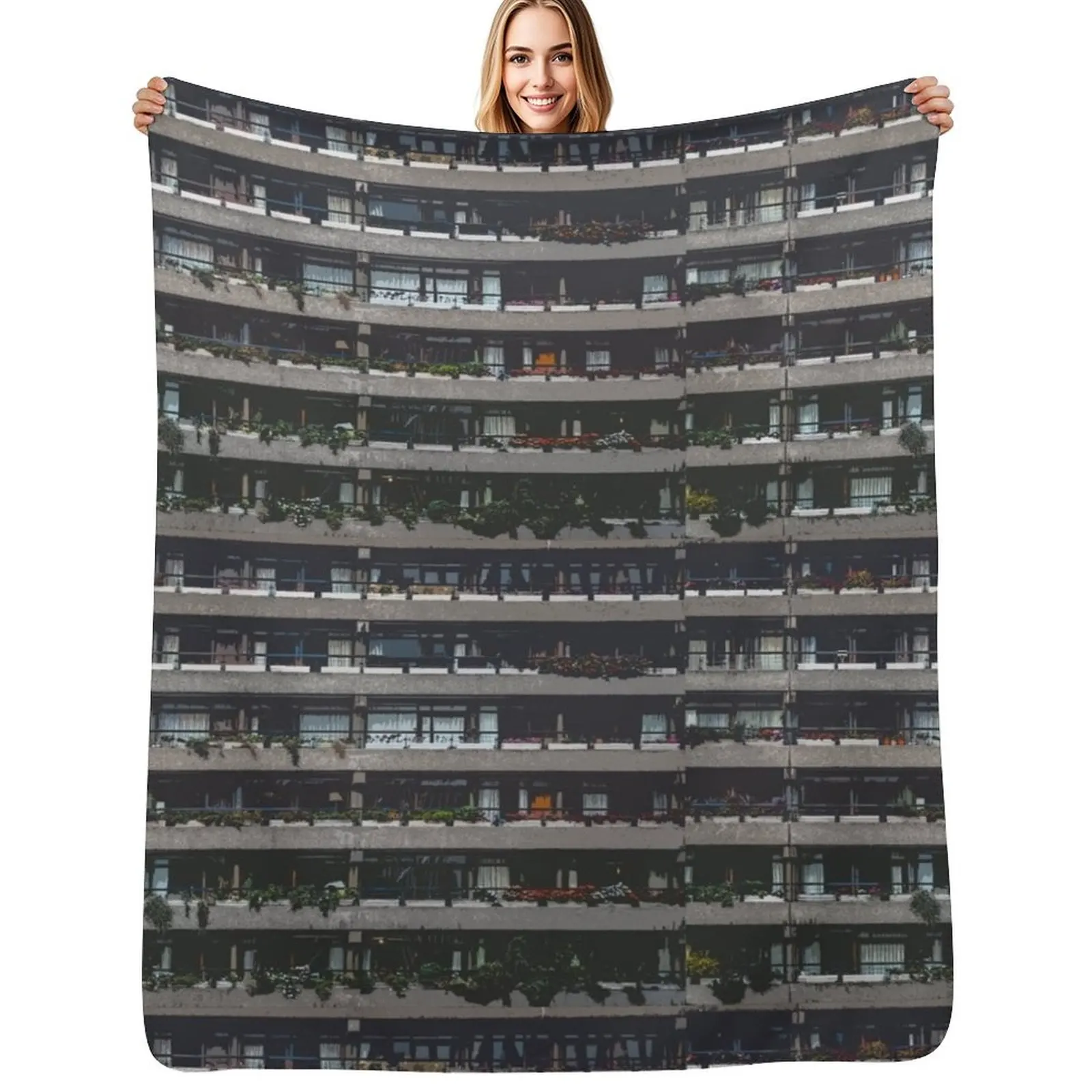 Barbican Estate Close-up, London Brutalism (i) Throw Blanket Multi Use Warm Blanket for Living Room Bedroom