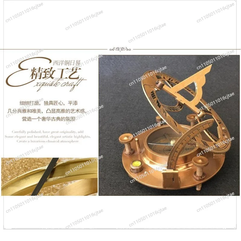 For Reflow Pure Copper Products Sundial Ornament Compass