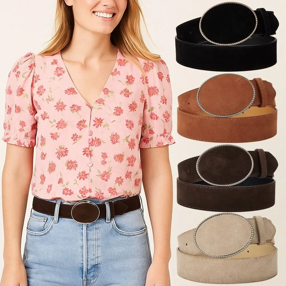 

Fashion Luxury Design Suede Leather Belt Casual Maillard Business Waist Belt Y2k Retro Wide Waistband For Women