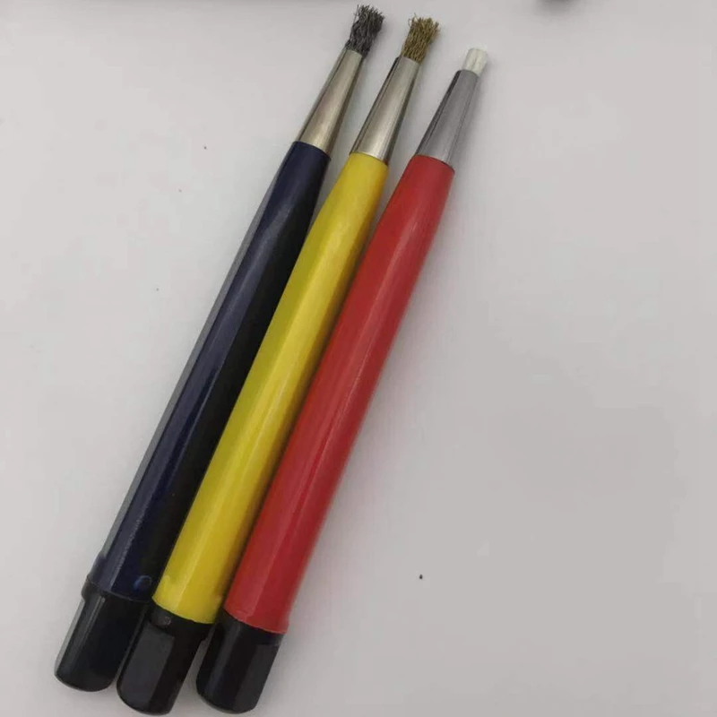 3Pcs Rust Removal Brush Pen Glass Fiber / Brass / Steel Brush Pen Shape Watch Parts Polishing Tool Watch Parts