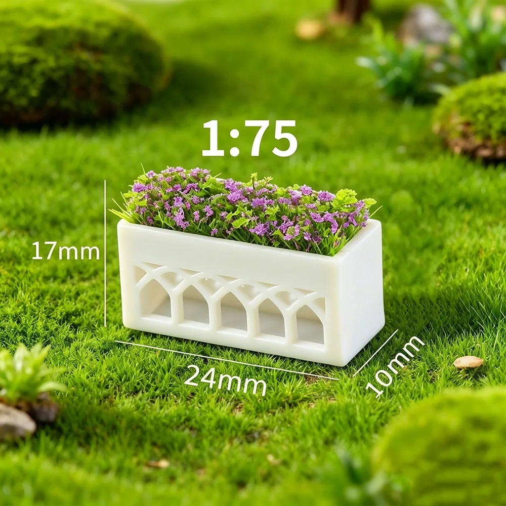 Simulations-Mini-Blumenbeet-Modell im Maßstab 1:75, Pflanzkasten, Blumensträucher, DIY Stadtstraßen-Garten-Layout-Materialien, Diorama, 3 Stück/Set – Detail 10