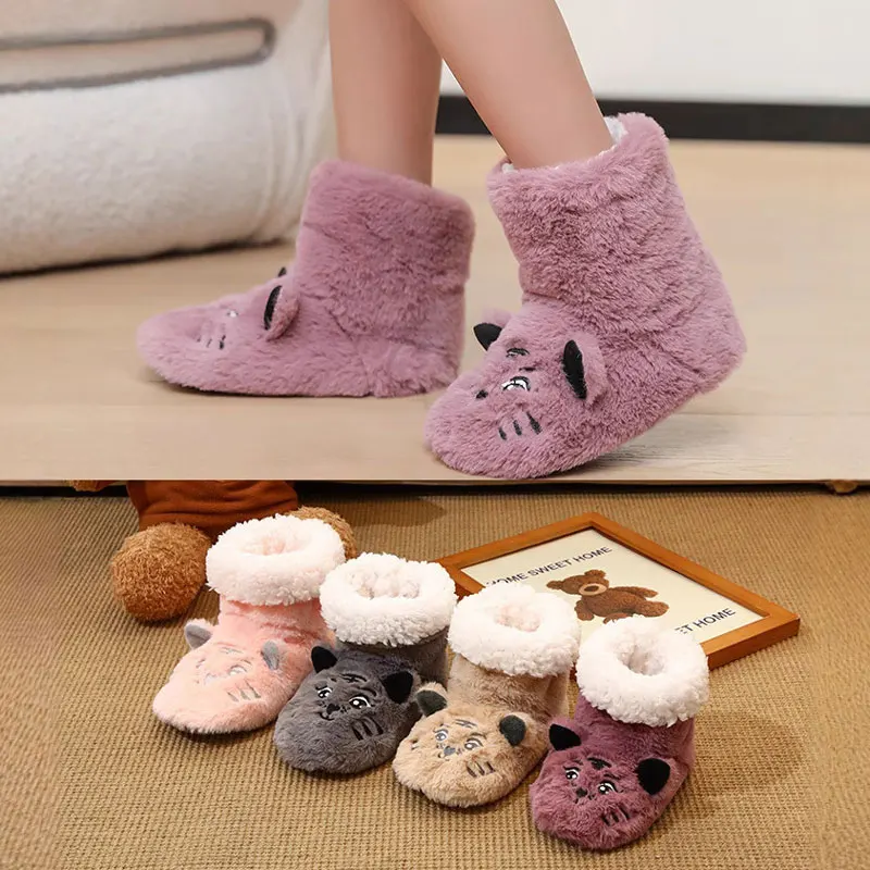 Winter Children Floor Socks Baby Indoor Walking Socks Plush Thickened Baby Anti Slip Shoes Boys Girls Warm Kids Leg Warmers