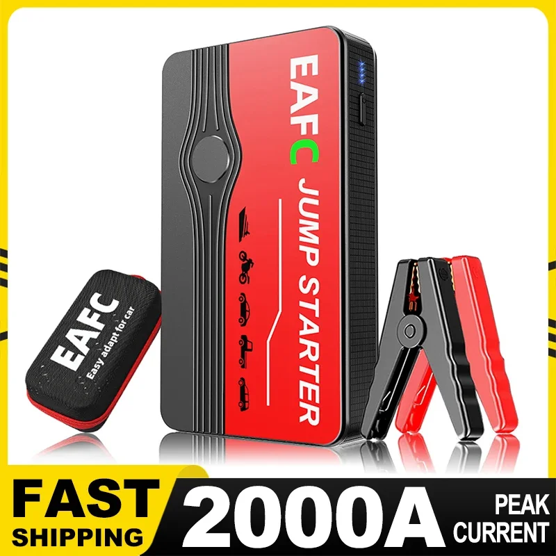 Arrancador de batería de coche 2000A/1200A cargador rápido banco de energía para arrancador de emergencia de coche de 12V con luz LED amplificador de coche automático