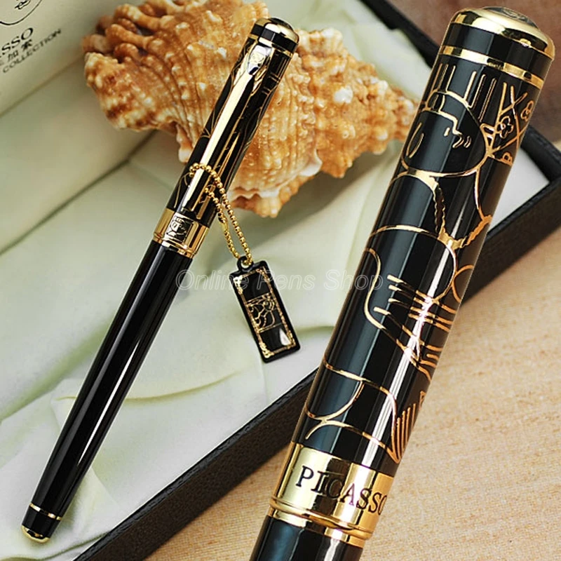 

Picasso Art Patterns Metal Black & Golden Fountain Pen F Nib 0.5mm BF002