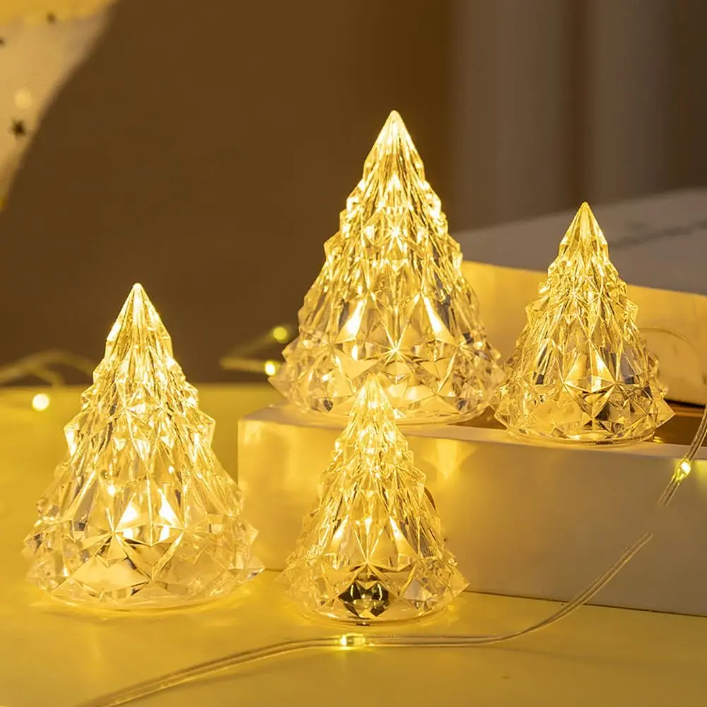 4PCS Christmas Night Light - Novelty Iceberg Shaped Bedside Lamp Figurine Decorative Bar Ambient Lighting for Home Xmas Decor