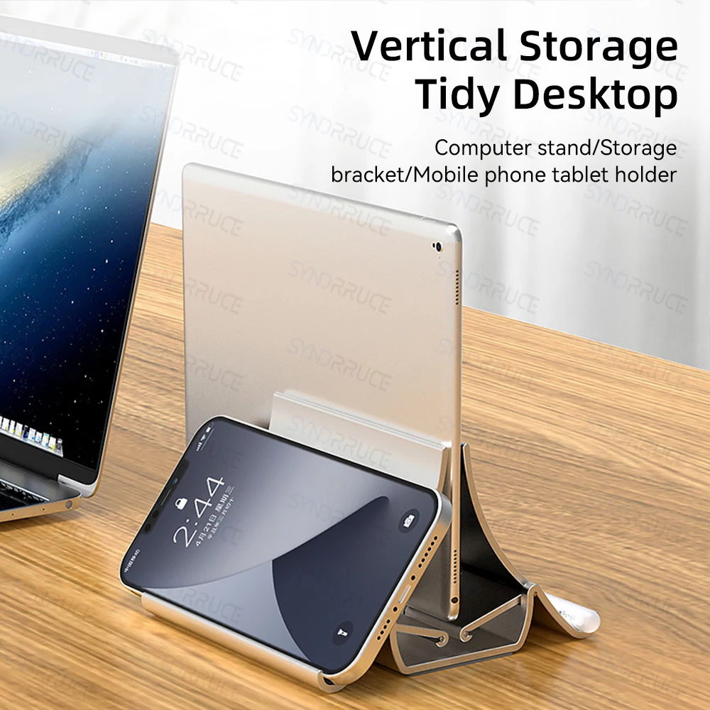 Suporte Vertical Laptop Stand para Macbook Pro Air, Notebook Dobrável, Suporte de Alumínio, Tablet Stand, Acessórios para Computador