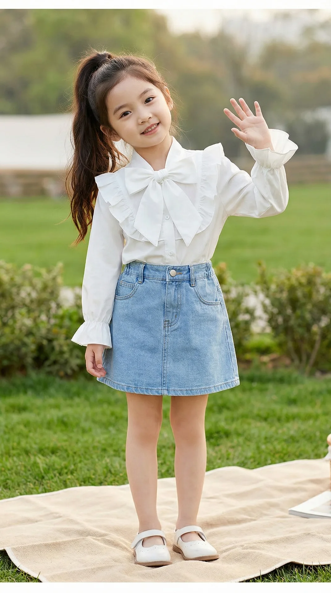 Girls Spring Autumn Shirt New Korean Stylish Long Sleeve White Shirt Kids Medium Large Fashion Base Layer Top Trendy