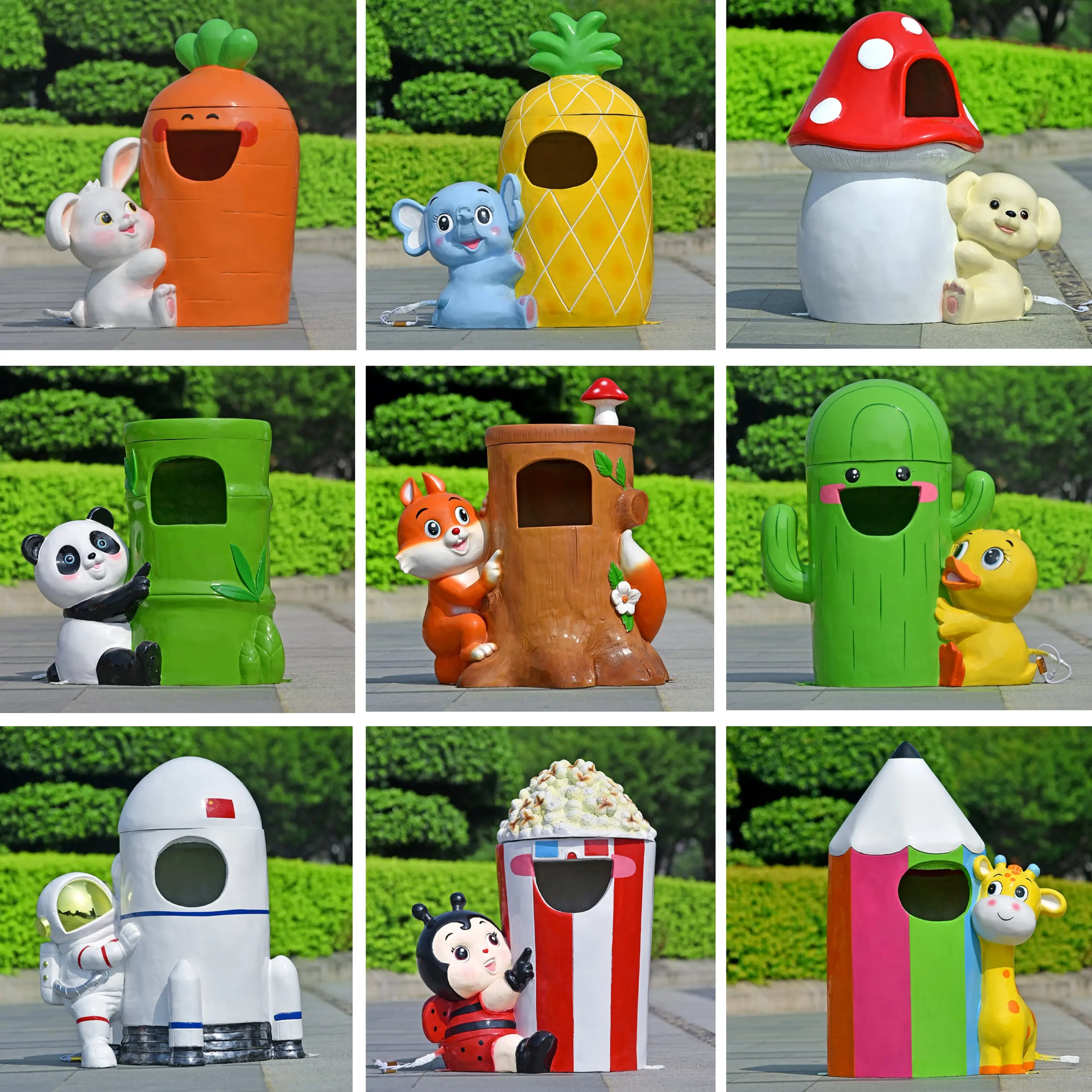 Cartoon creative trash can sculpture outdoor park landscape area kindergarten 2
