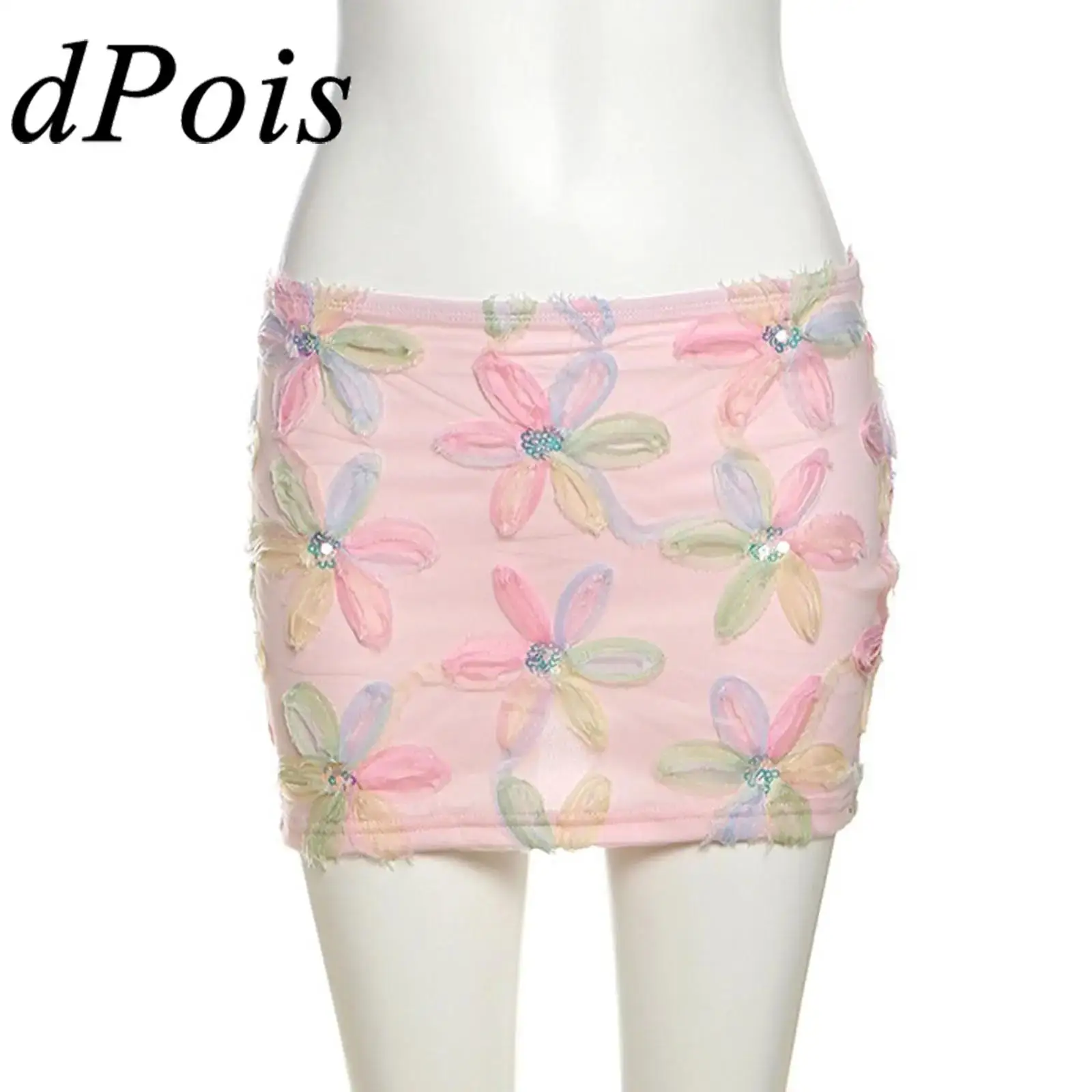 

Womens Skirts Summer Sundress Girls Elastic Waist Bodycon Skirt Vacation Colorful Flowers Gradient Color Dance Party Mini Skirts