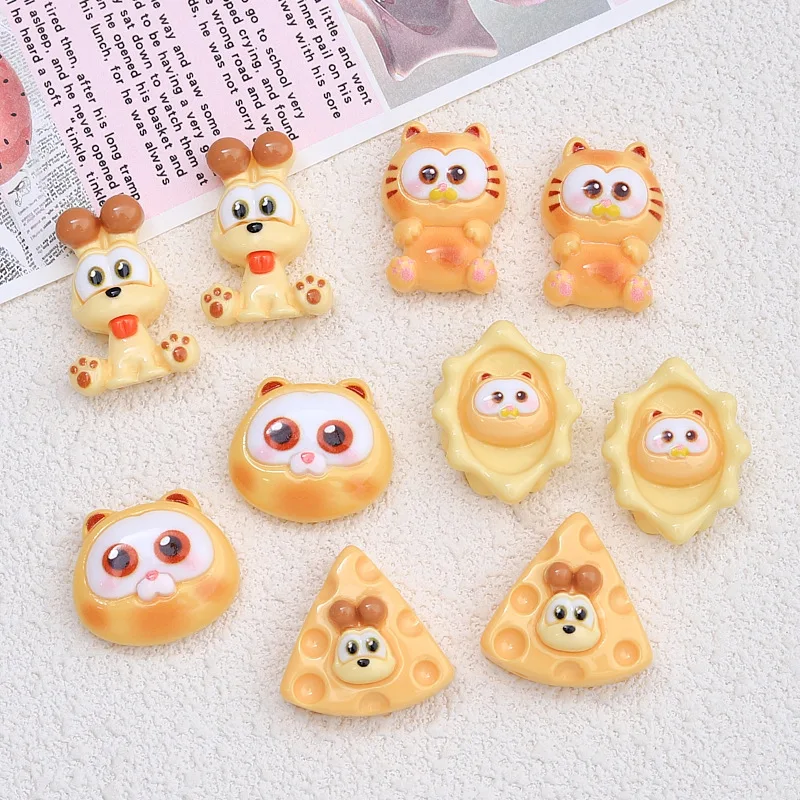 20pcs Cartoon Flatback Resin Cream Cat Cabochons Craft Embellishments DIY Hair Bows Decor Accessory