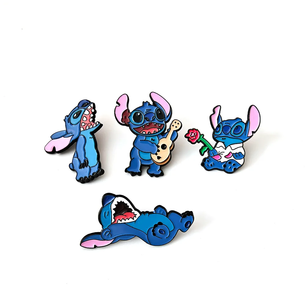 

Disney Stitch Metal Badges Creative Movie Character Lilo & Stitch Decoration Alloy Badge Accessories Scarf Clothing Pins