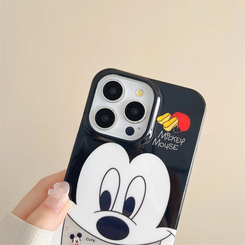 Luxus Laser Liebe Cartoon Nette Mickey Minnie Telefon Fall Für iPhone 13 14 15 16 Pro Max Cartoon Nette Paar schützen Abdeckung