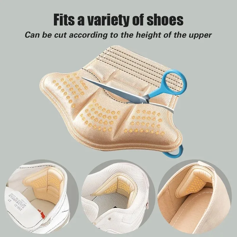 5D Anti-Slip Heel Cushion Pad for Sneakers and High Heels, Self-Adhesive Slip-Resistant Gel Cushioning Inserts