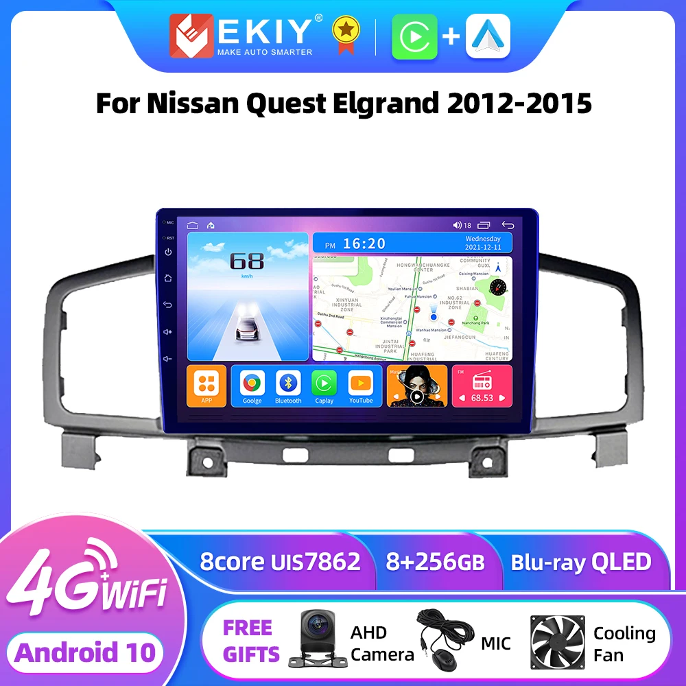 EKIY T7 Android 10 Car Radio For Nissan Quest Elgrand 2012-2015 Multimedia Player Carplay GPS Navi 2din Tape Recorder Head Unit