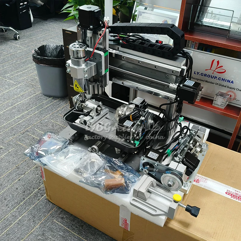 LY جديد 500 واط ماكينة الحفر باستخدام الحاسب الآلي 3/4/5 محور خط مربع السكك الحديدية 3020F جهاز توجيه الخشب PCB PVC طحن حفارة مخرطة مع خزان المياه #1