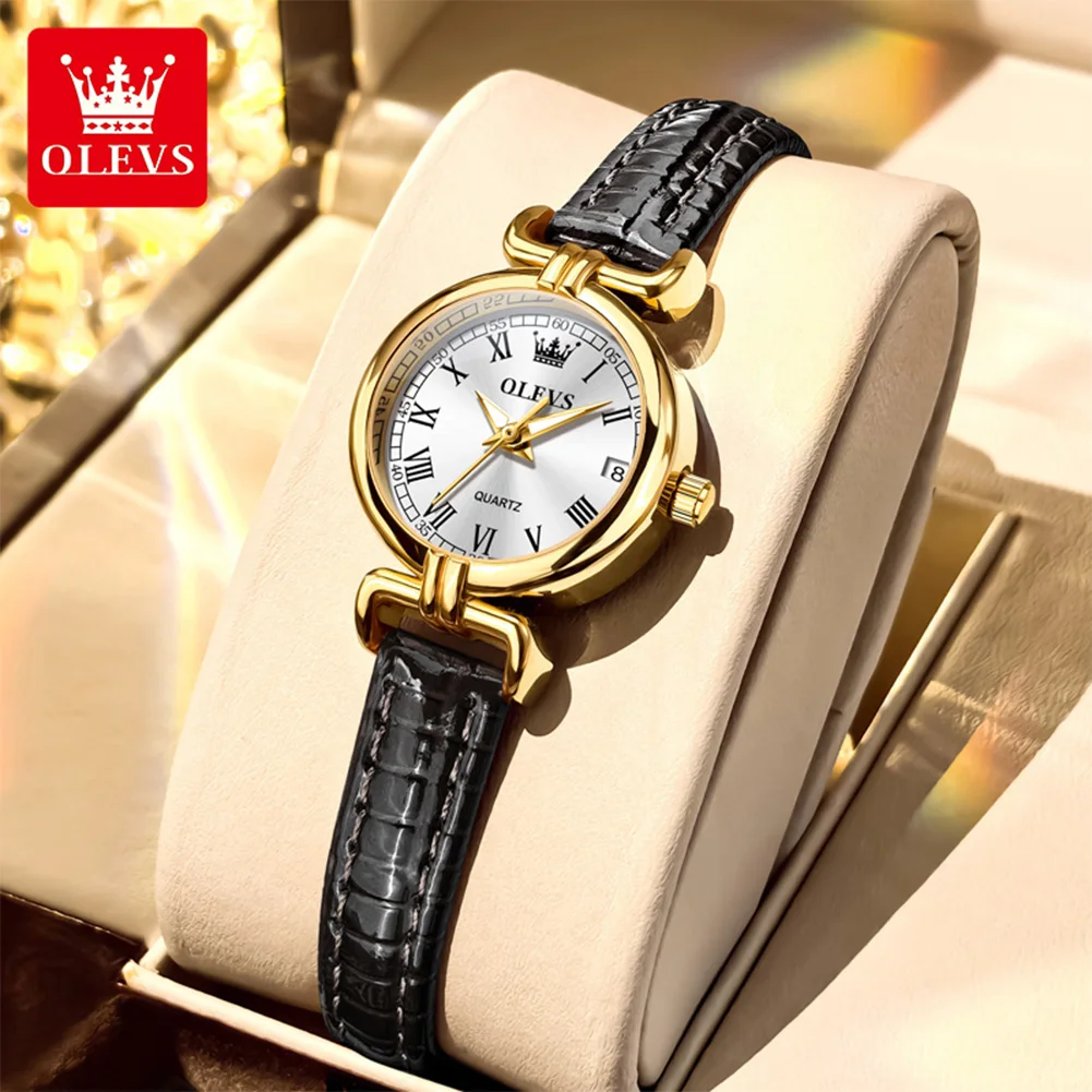 

OLEVS 5645 New Original Women Watch Classic Roman Scale Casual Watch Leather Waterproof Luminous Watch Brand Women Quartz Watch