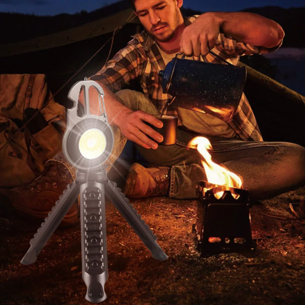 Imagem -03 - Portátil Cob Keychain Lanterna Tripé Lâmpada Usb Recarregável Suporte de Luz de Trabalho Pesca ao ar Livre Caminhadas Caminhadas