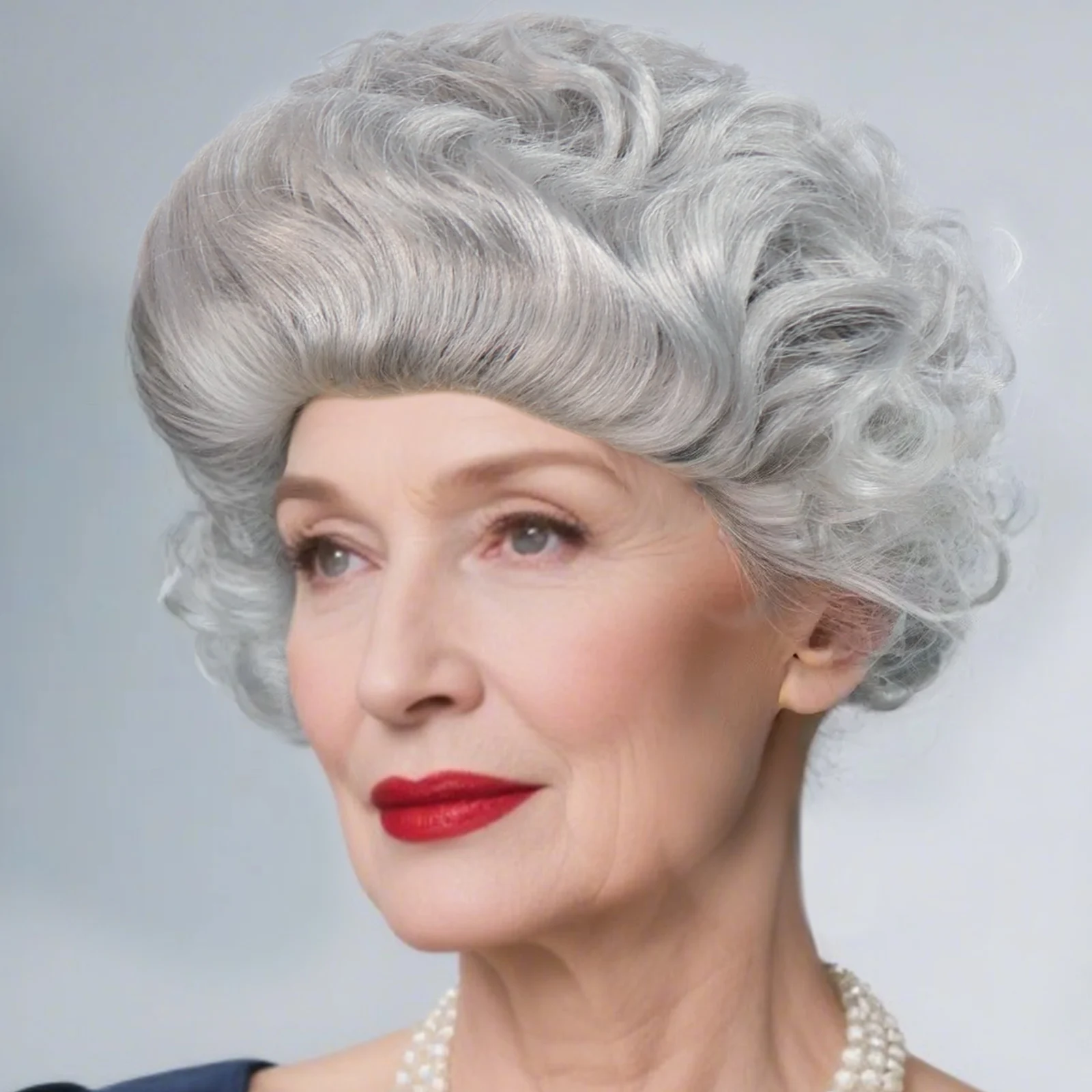 Short gray curly hair wig, suitable for women's natural styling, elf cut, grandmother wig, elderly people, old women, Halloween