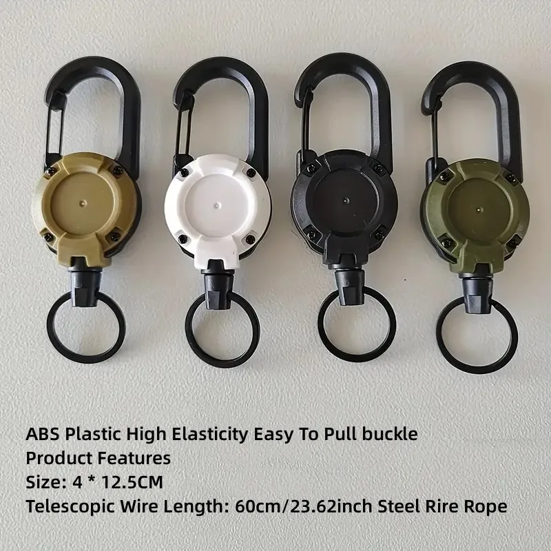 1pcs/4pcs Portable Heavy Duty Retractable Keychain, MultifunctionalAnti Loss Buckle With Steel Wire Rope, For Outdoor Hiking