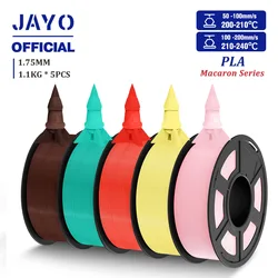 JAYO PLA-filament 1,75 mm 5 rollen / set 3D-printerfilament PLA voor FDM 3D-printers Netjes wond 3D-printenfilament Macaron Kleur