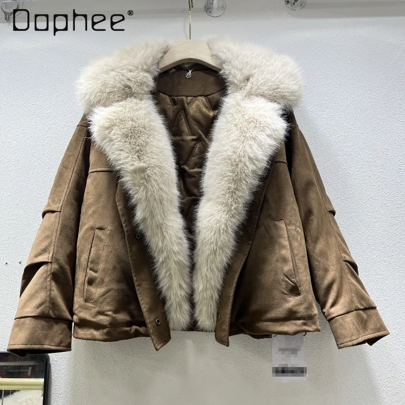 

Модное женское пальто из искусственного лисьего меха, зима 2024, новый европейский стиль, утолщенные теплые парки в мотоциклетном стиле для тяжелой промышленности