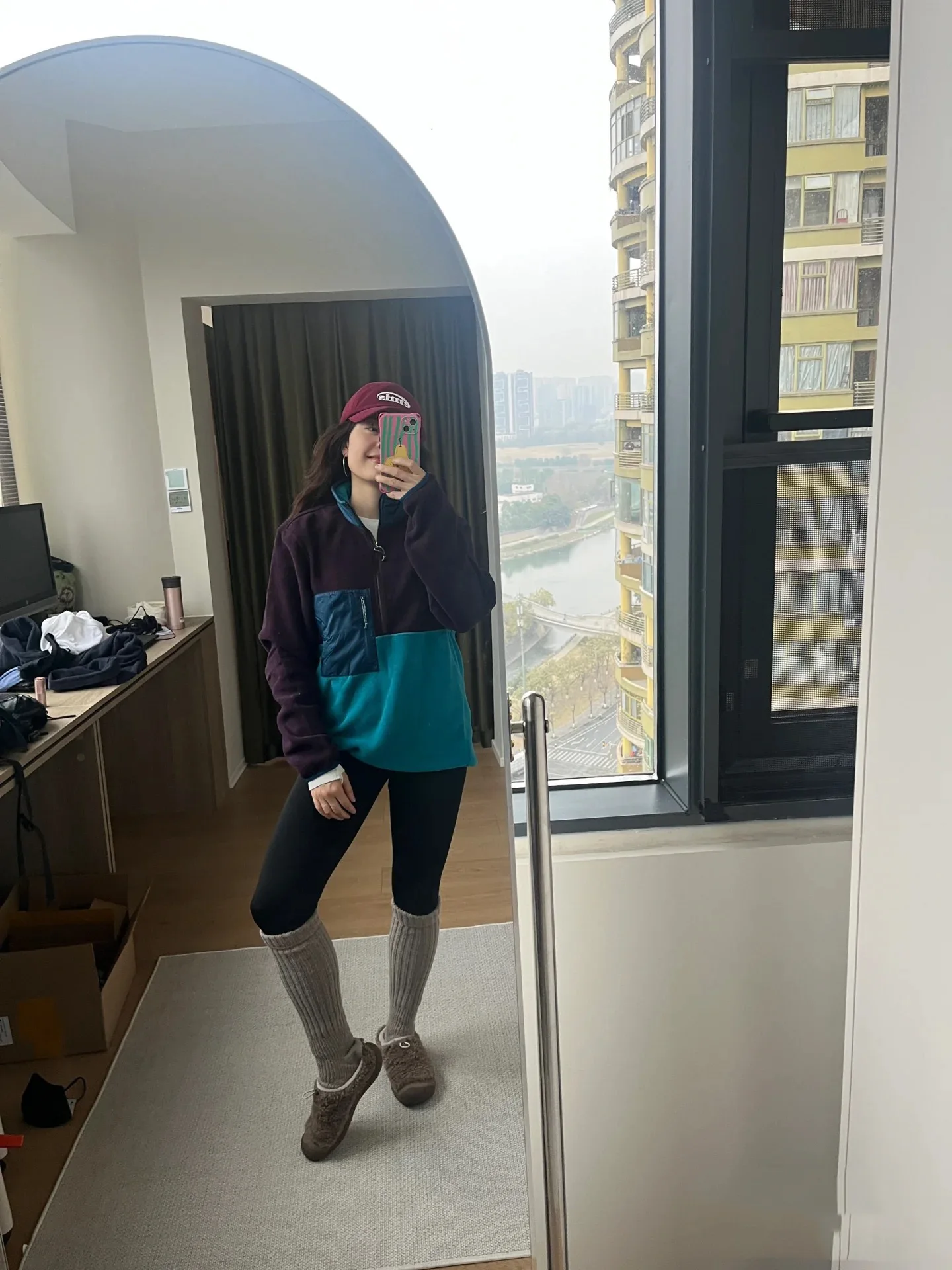 سترة Pata الخارجية للرجال والنساء على الطراز الأمريكي كاجوال ومتعددة الاستخدامات ودافئة بنصف سحاب من الصوف