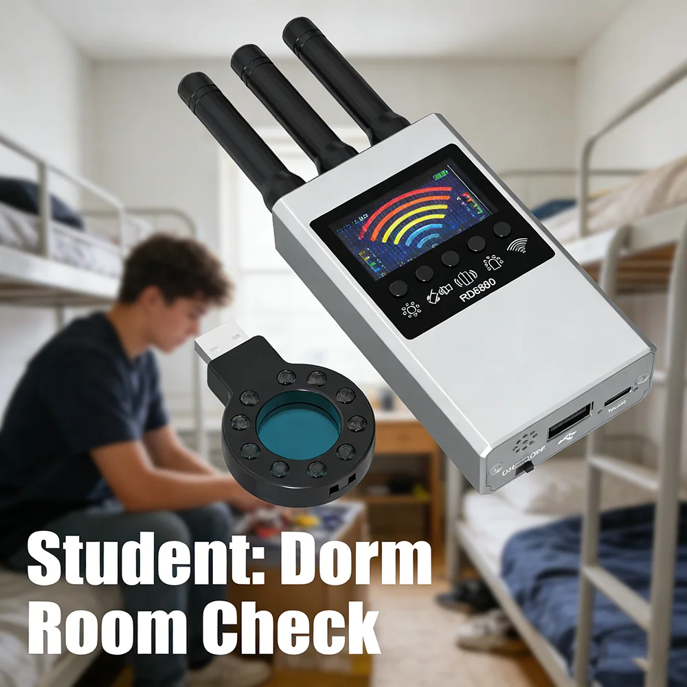 RD6800 Multi-function Anti-Candid Cam Wireless Lens Device Finder 1MHz-8000GHz GSM Audio Bug Finder GPS Signal RF Tracker Detect