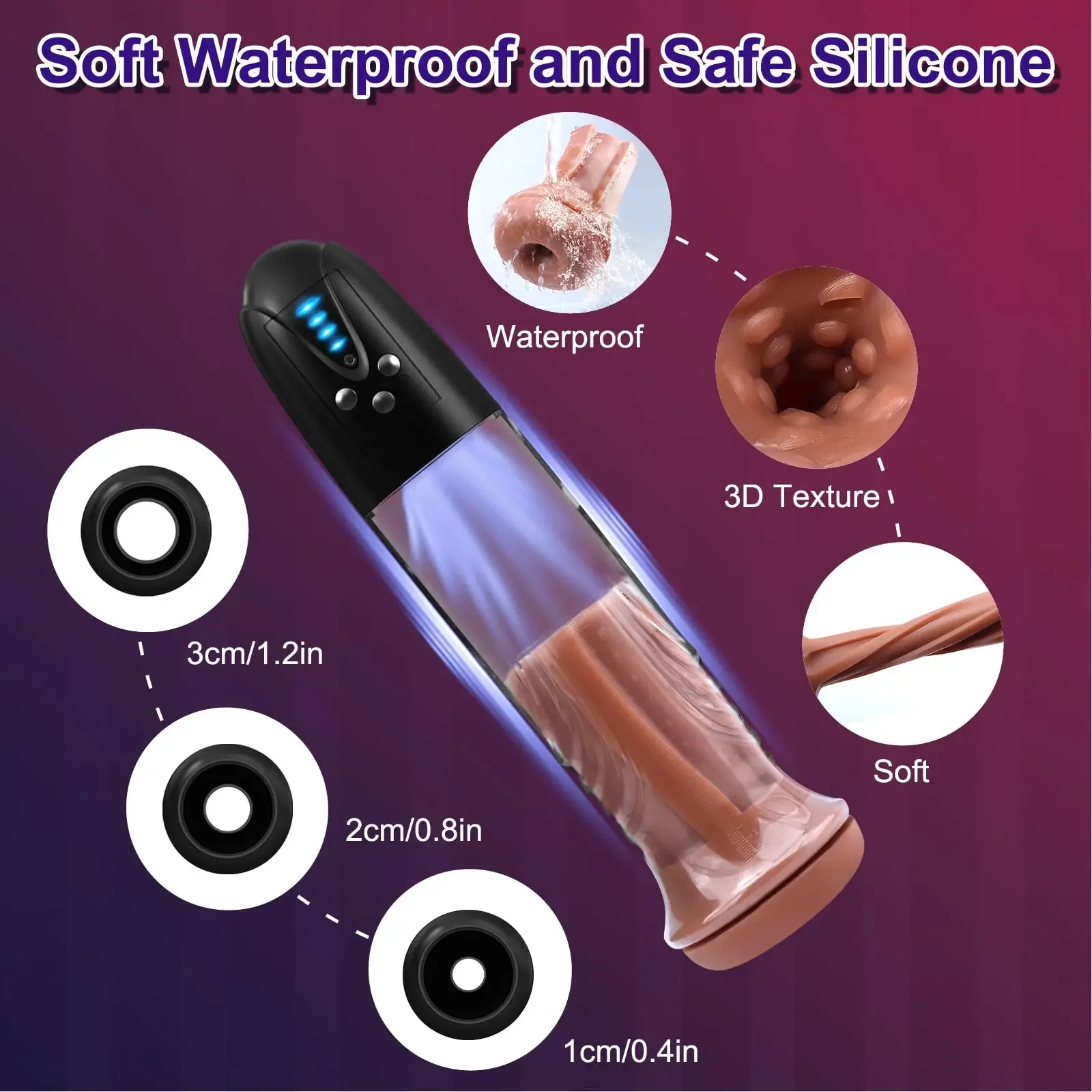 Adult Sex Toys Vibrator Dildo Electric Vacuum Pump Male Masturbator Strong Suction 3 Silicone Rings Replaceable Pocket Pussy