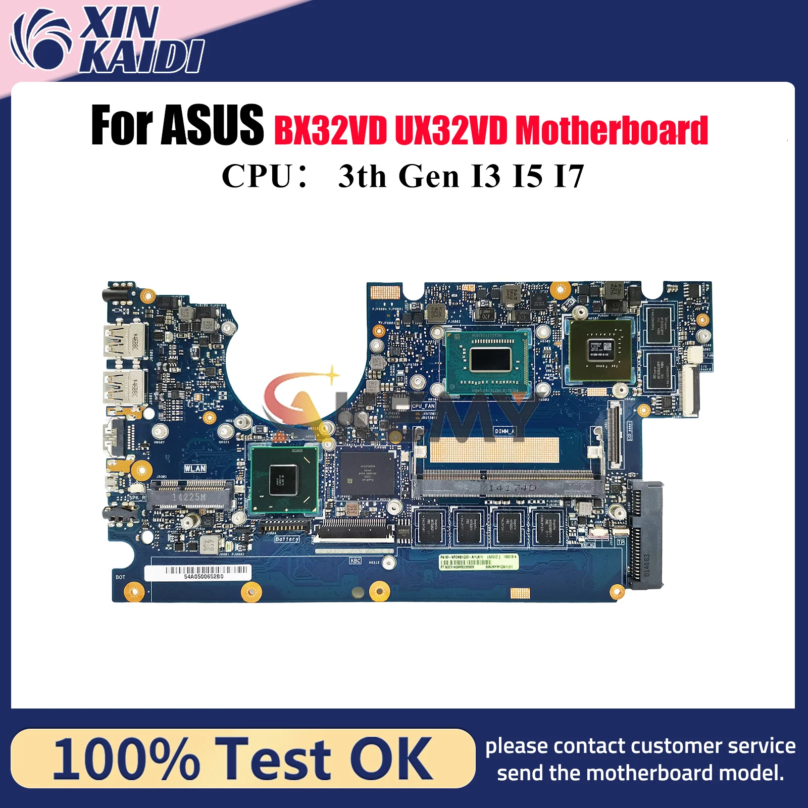 

Материнская плата UX32VD для ноутбука ASUS ZenBook UX32VD UX32V BX32VD, материнская плата для ноутбука с процессором I3 I5 I7, 100% тестирование, ОК, быстрая доставка