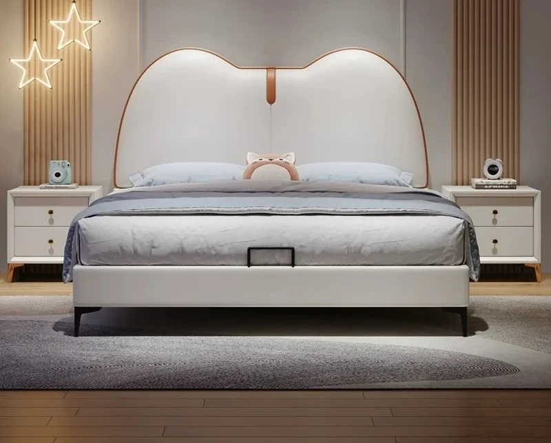 Factory Direct 2026 Solid Wood Children's Bed Boy Soft Pack 1.5m Single Bed Modern Simple Cartoon Leather Upholstery Model