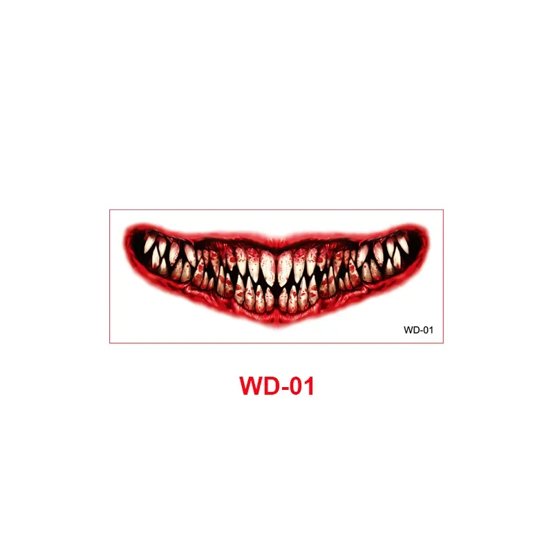 1 قطعة جديد هالوين المؤقتة لصاقات وشم الرعب الشفاه ملصقات صناعة يدوية كبير الفم الوشم مقاوم للماء مضحك ماكياج ابتسامة الشفاه الجمال