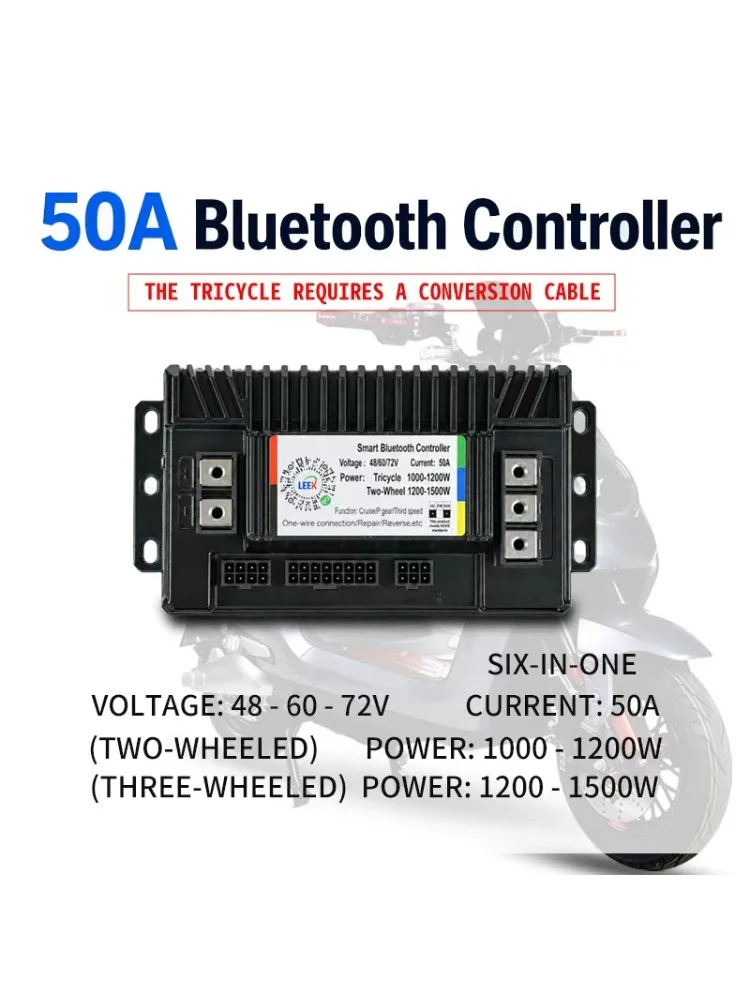 AliExpress LEEK EV 50A Bluetooth Electric Bike Controller 48V/60V/72V E-bike Brushless Motor Controller E-ABS Reverse Speed Control Anti-theft
