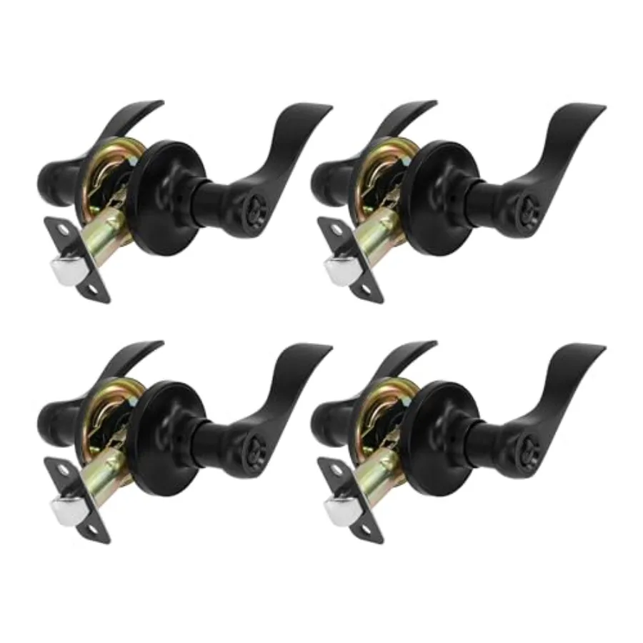 

Privacy Door Lever Heavy Duty, Matte Black Left/Right Door Handles Reversible Wave Style Keyless Handing Lever, Bathroom and Ro