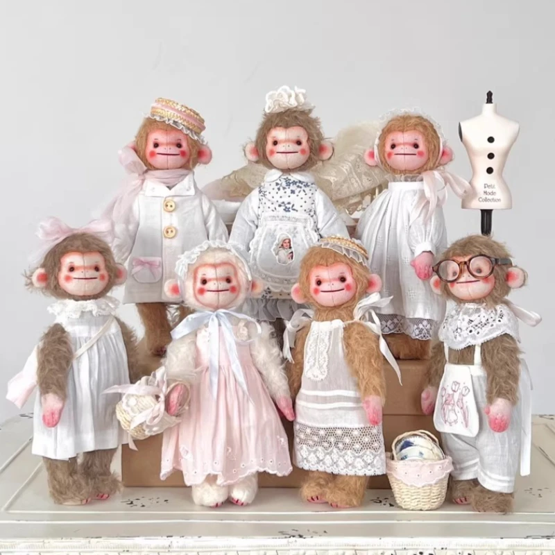 

GSF Handmade Retro Monkey Doll Artist DIY Toy Customized Changeable BJD Cat Bunny Doggy Figure Lolita Collection Rural Decor
