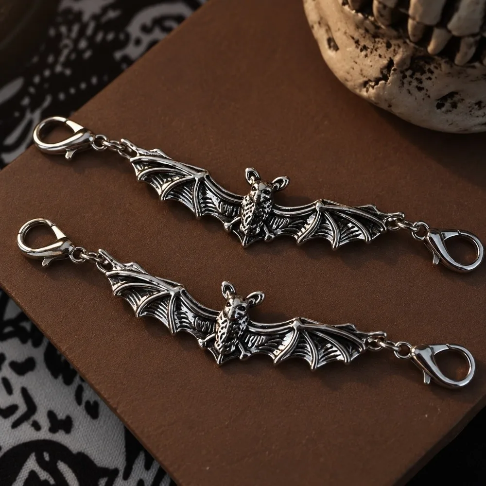 2pcs/set Vintage Gothic Shoe Lace Charms Punk Detachable Metal Shoe Charms Bat Shoe Charms DIY Shoe Accessories