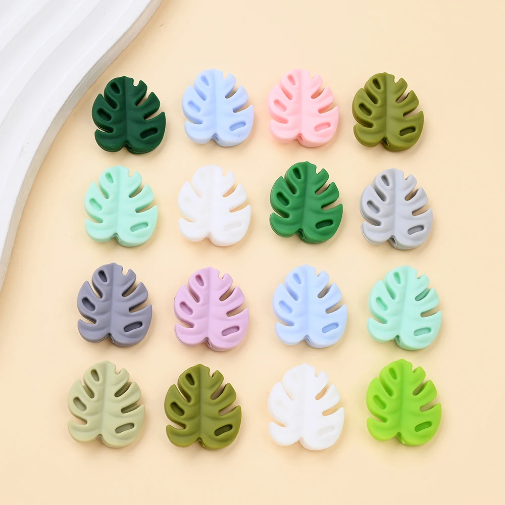 20Pcs Silicone Bead Multi-color Leaf Shaped Food Grade Silicone Bead for DIY Baby Molar Bracelets Pacifier Chains